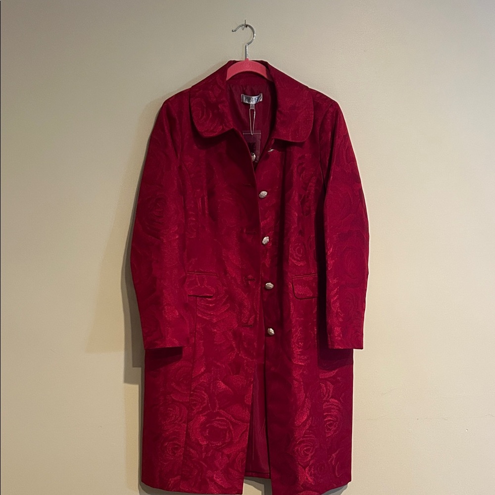 Elegant Red Floral Coat